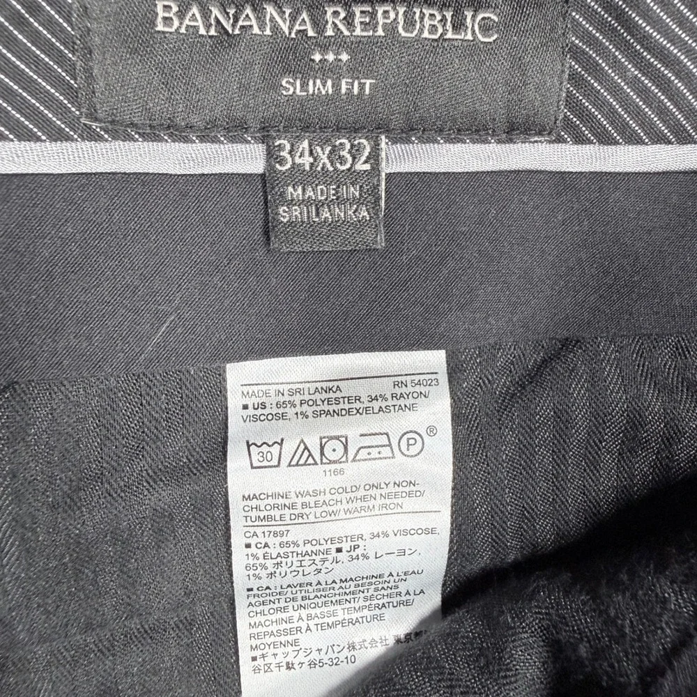 Banana Republic Slim Fit Gray Micro Pattern Dress Pants 34x32 Stretch Trousers